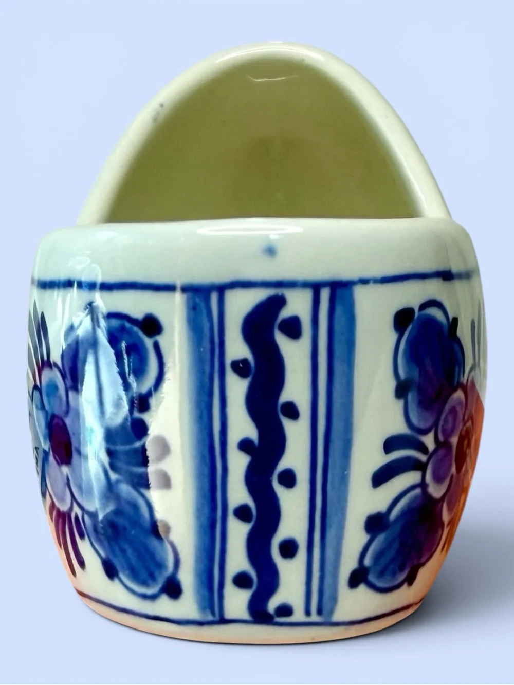 VTG Delft Blue Ceramic Clog Hand Painted Holland Dutch Shoe Original Paper Label